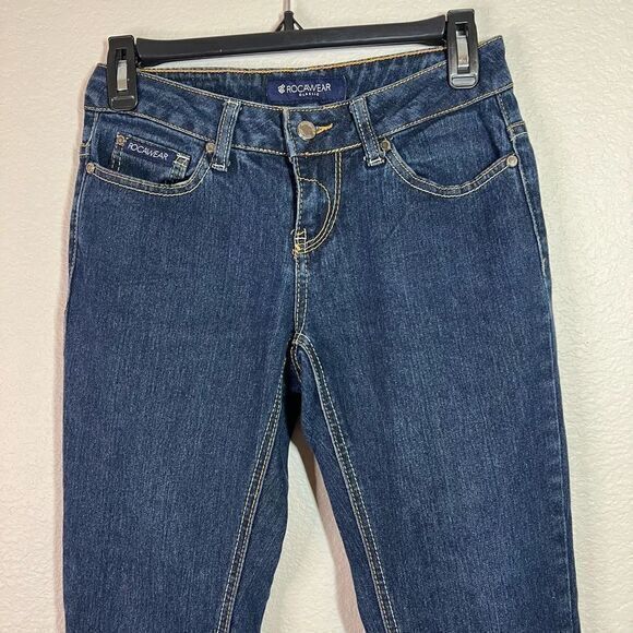 Rocawear Women's Classic Jeans Skinny Paint Pocket Stretch Mid Rise Denim Size 1 - Picture 3 of 8